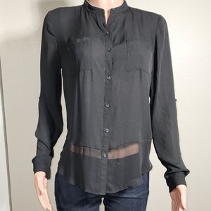 Candie's Black Sheer Button-Down Shirt
